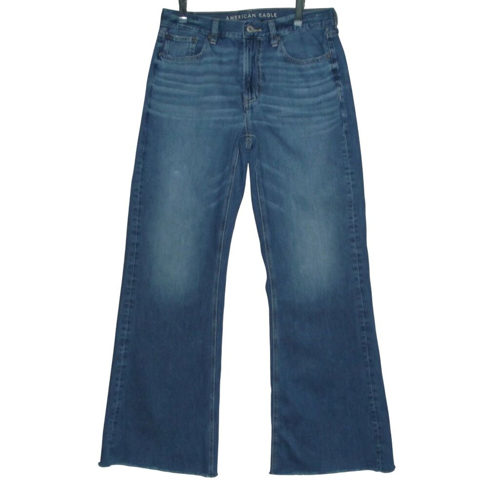 American Eagle Outfitters Women's Wide Leg Flare Jeans - Medium Blue